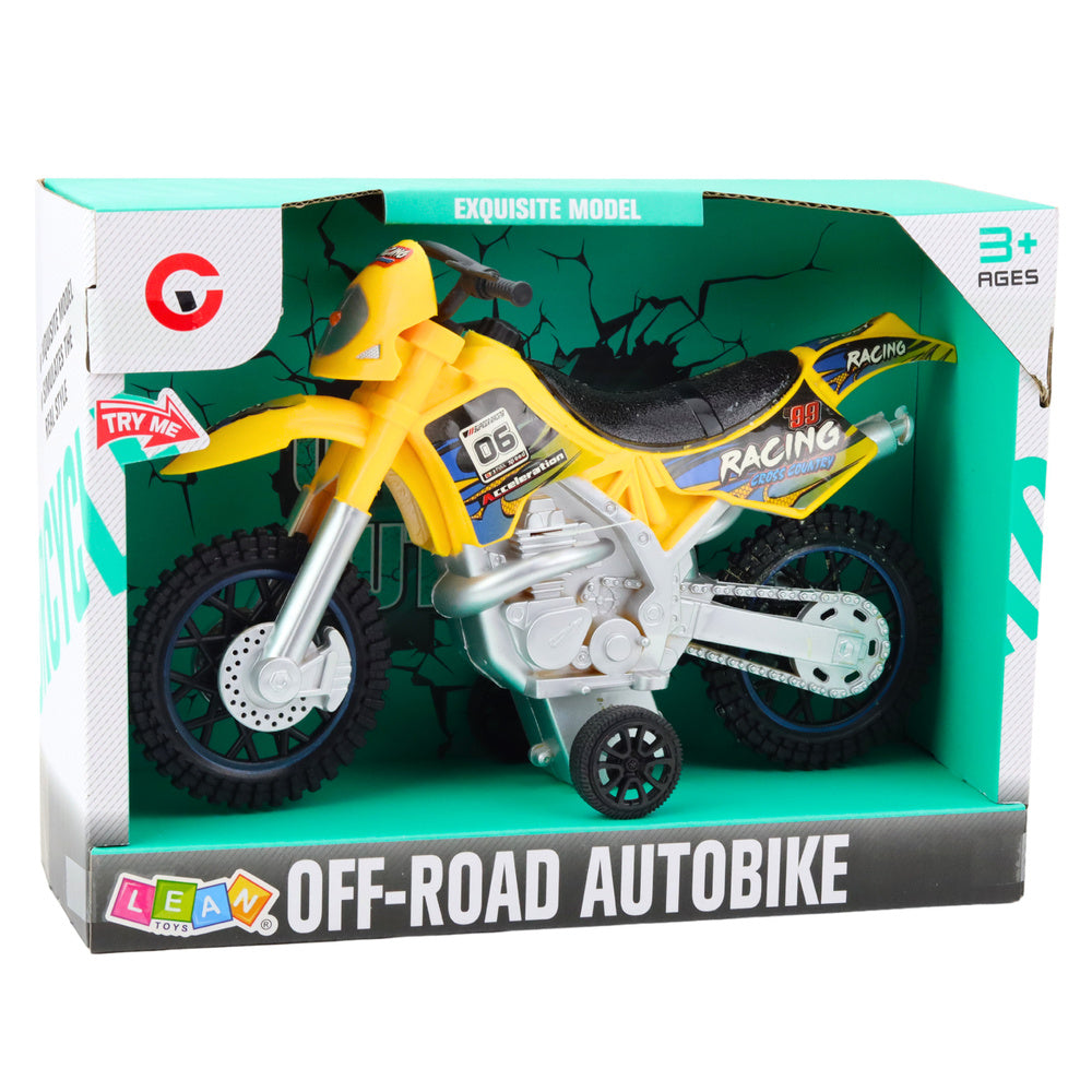 Moto Cross Off-Road com Luzes e Sons Amarelo