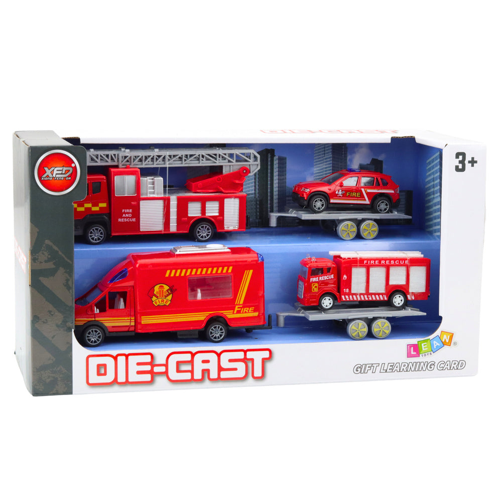 Conjunto Carros de Bombeiros Vermelho