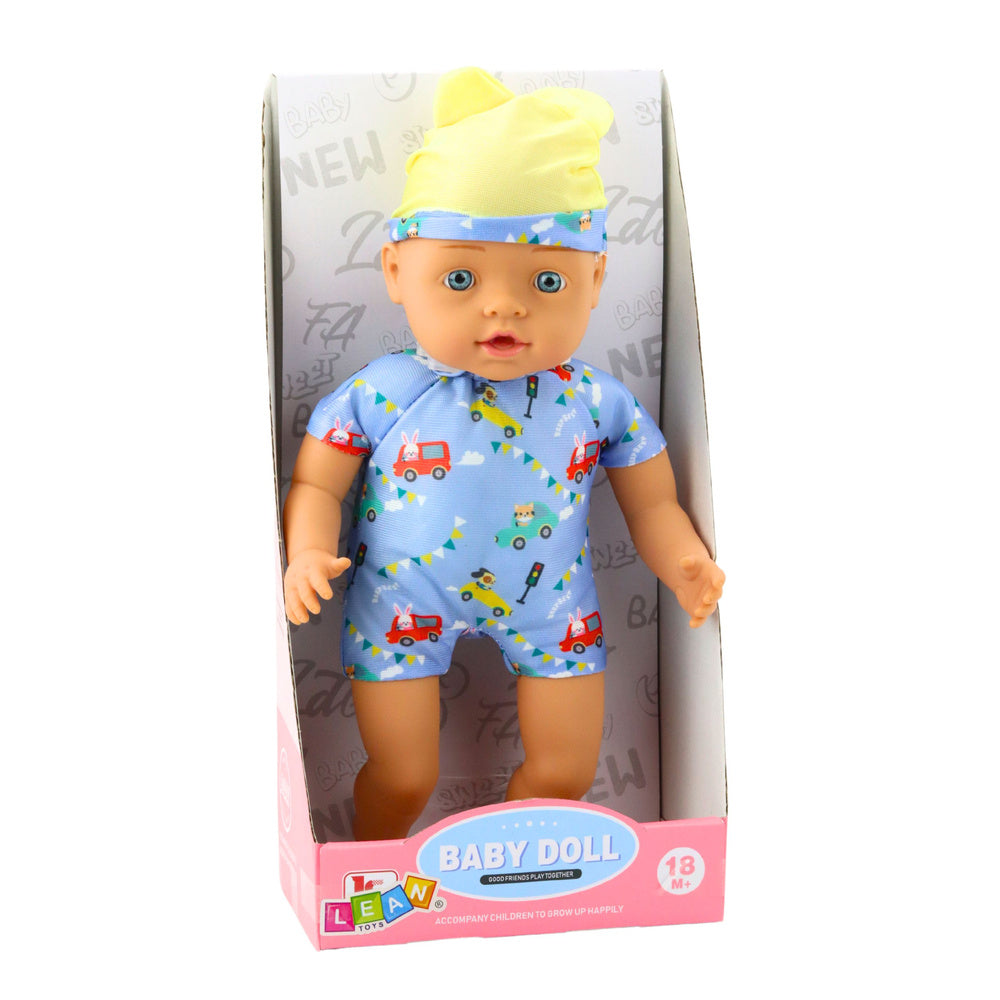 Boneca Bebé Roupa Azul Chapéu com Orelhas 31cm