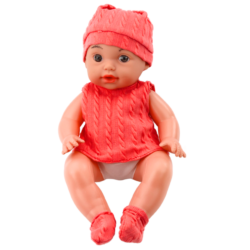 Boneca Bebé com Biberão Roupa Rosa Sons 30cm