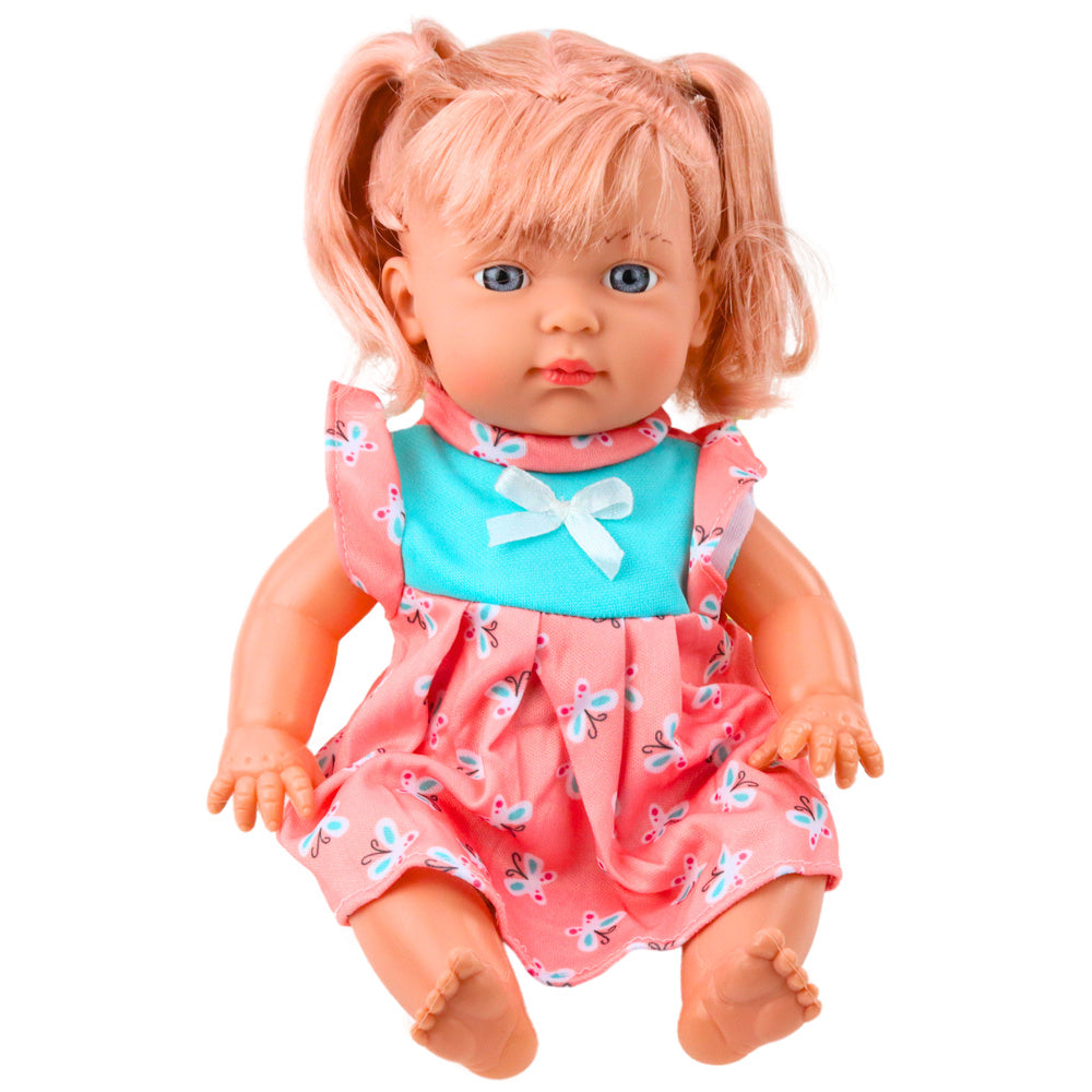 Boneca Bebé Vestido Colorido Pónei Biberão Som