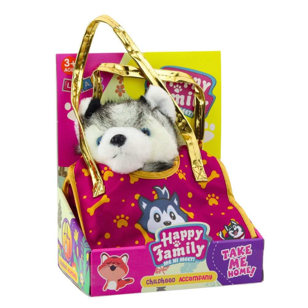 Peluche Husky na Mala Branco Cinzento