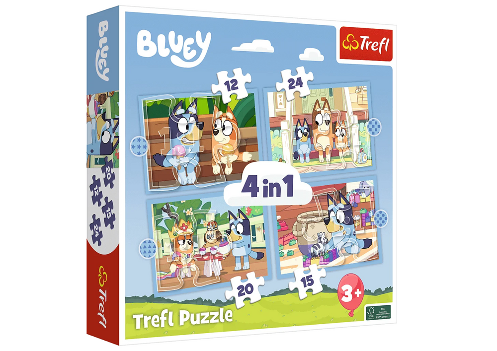 Puzzle 4 em 1 Bluey e o Seu Mundo