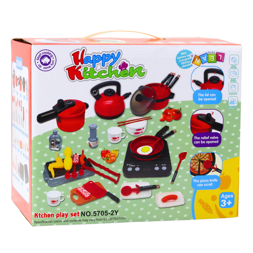 Cozinha Brinquedo com Panelas Alimentos Placa Elétrica 36pcs