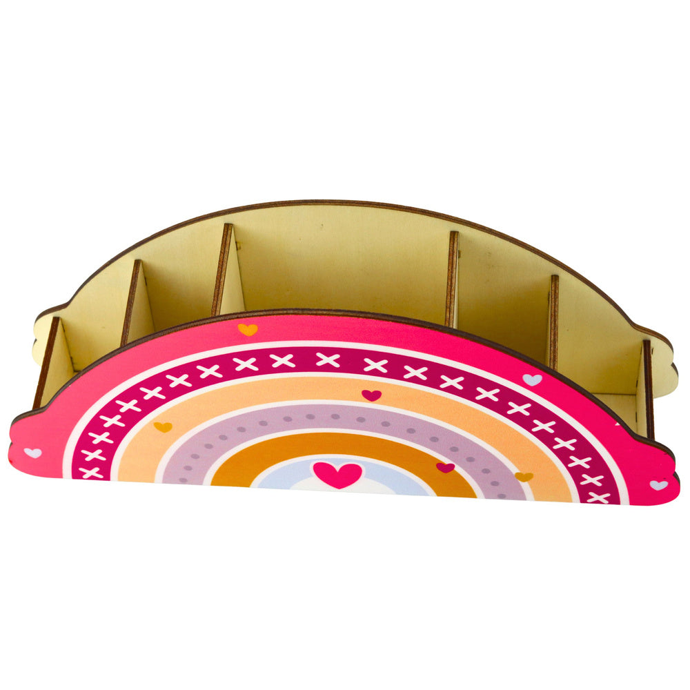 Organizador Secretária Madeira Infantil Arco-Íris Rosa