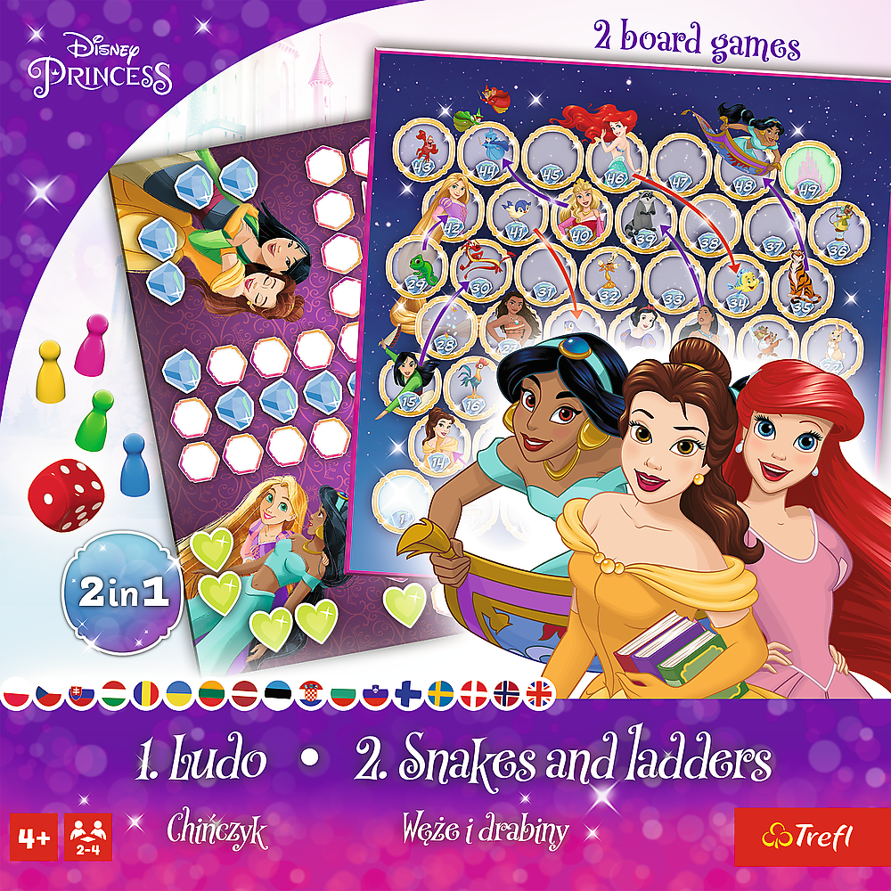 Jogo 2 em 1 Ludo e Escadas Princesas Disney Trefl