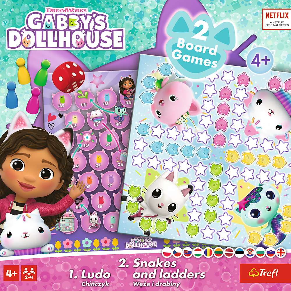 Jogo 2 em 1 Ludo e Escadas Gabby’s Dollhouse Trefl