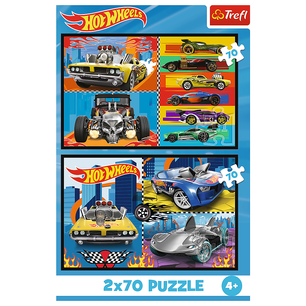 Puzzle 2x70 Hot Wheels Carros Trefl 34442