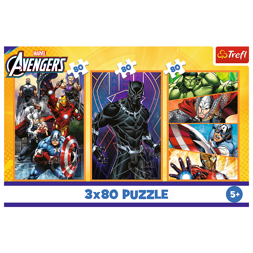 Puzzle 3x80 Avengers Ação Trefl 34883