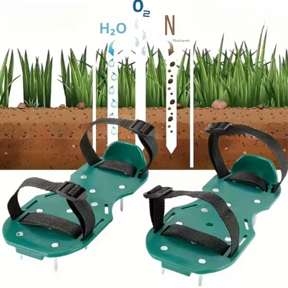 Aerador de Relva para Calçado com Picos de Aço Ajustáveis