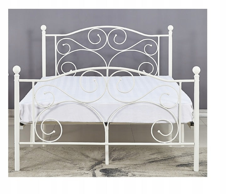 Cama metálica 120 x 200 cm branca decorativa