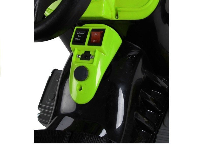 Trator elétrico infantil com pá escavadora verde