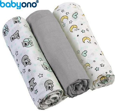 Baby Ono - Fraldas de musselina cinza