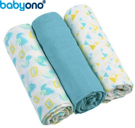 Baby Ono - Fraldas de musselina azul