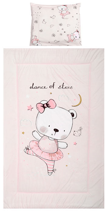 Conjunto textil de cama 3pç Lorelli Cosy Ranforce Pink Ballerina Bear