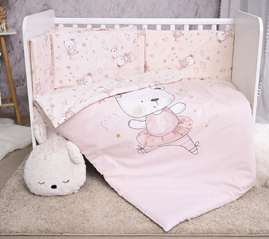 Conjunto textil de cama 5pç Lorelli Smile Pink Ballerina Bear