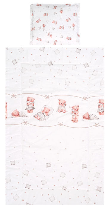 Conjunto textil de cama 3pç Lorelli Cosy Ranforce Bears & Pillows Beige