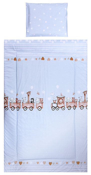 Conjunto textil de cama 3pç Lorelli Cosy Ranforce Train Blue