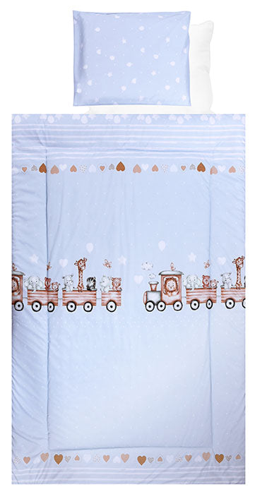 Conjunto textil de cama 4pç Lorelli Ranforce Train Blue