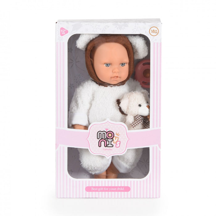 Boneca Moni Bear Baby White Rabbit 30 cm