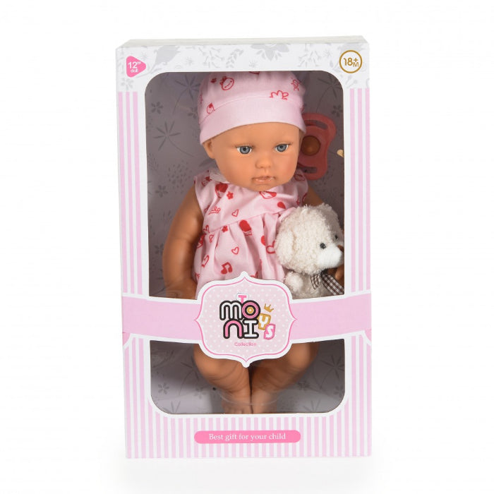 Boneca Moni Bear & Baby Pink 30 cm