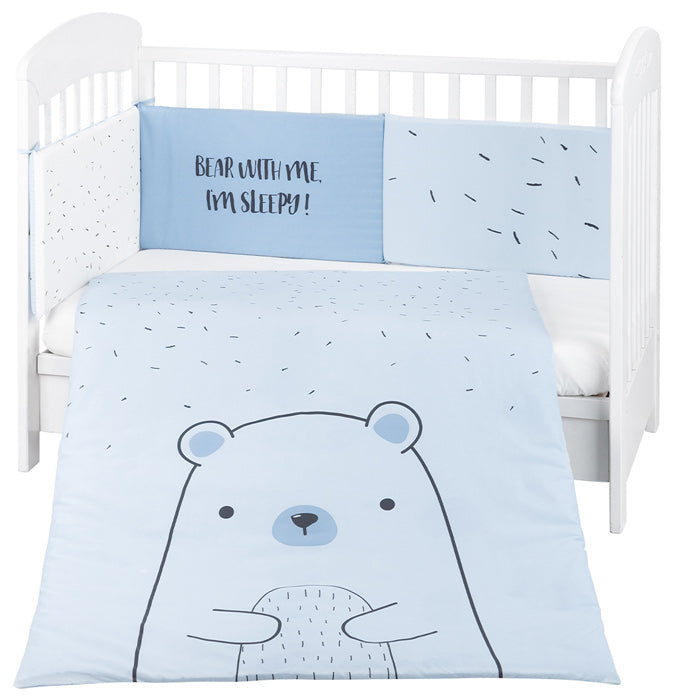 Conjunto jogo de cama 2pçs 60x120cm Kikka Boo Bear with me Azul
