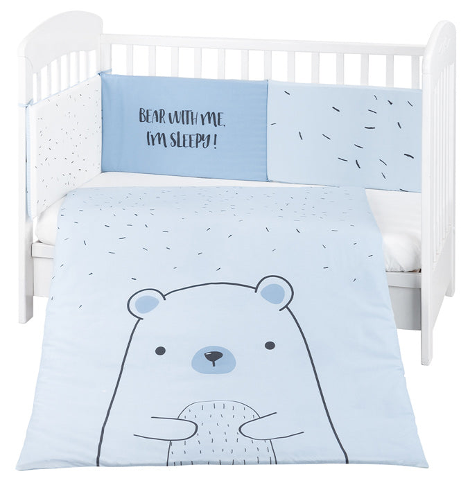 Conjunto jogo de cama 2pçs 70x140cm Kikka Boo Bear with me Azul