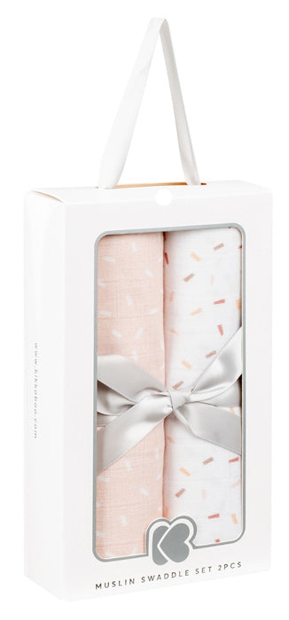 Conjunto fraldas musselina 2pçs 80x80cm Kikka Boo Confetti Rosa
