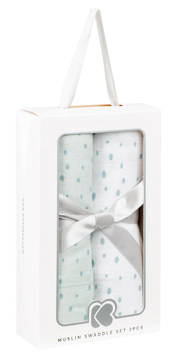 Conjunto fraldas musselina 2pçs 80x80cm Kikka Boo Dots Azul