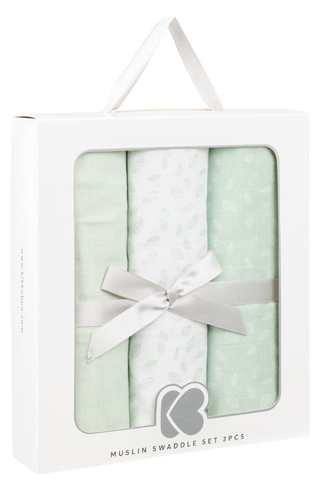 Conjunto fraldas musselina 3pçs 100x100cm Kikka Boo Leaves Menta