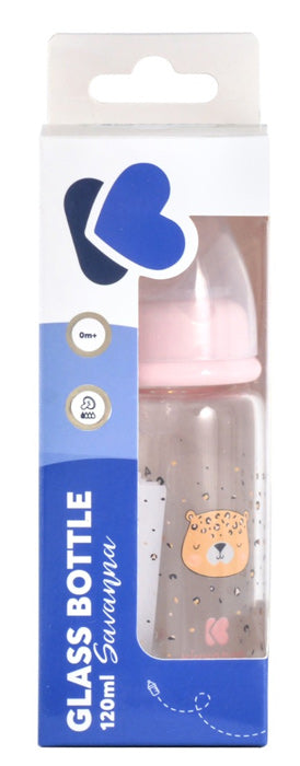 Biberão de vidro 120ml Kikka Boo Savanna Rosa