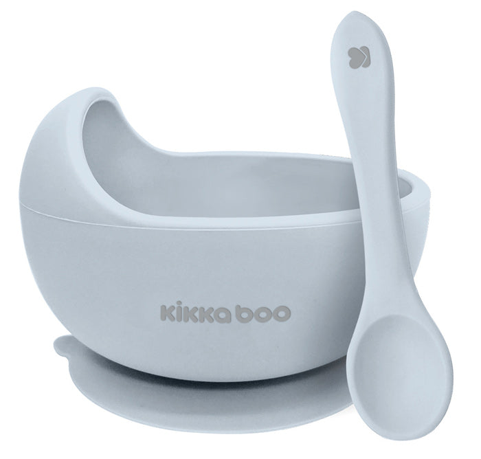 Tigela de silicone com ventosa e colher Kikka Boo Yummy Azul