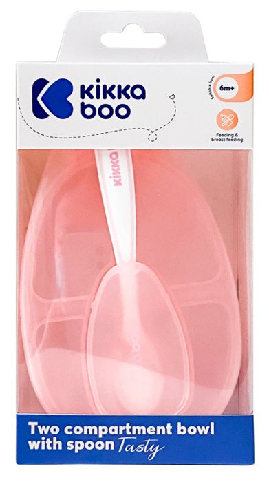Tigela com dois compartimentos e colher Kikka Boo Tasty Rosa