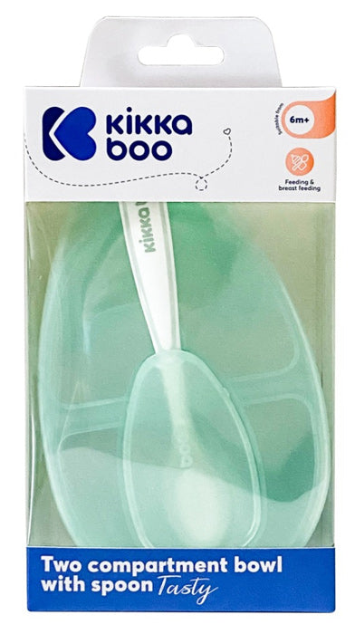 Tigela com dois compartimentos e colher Kikka Boo Tasty Menta