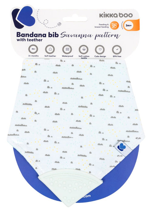 Babete bandana com mordedor Kikka Boo Savanna Pattern Menta
