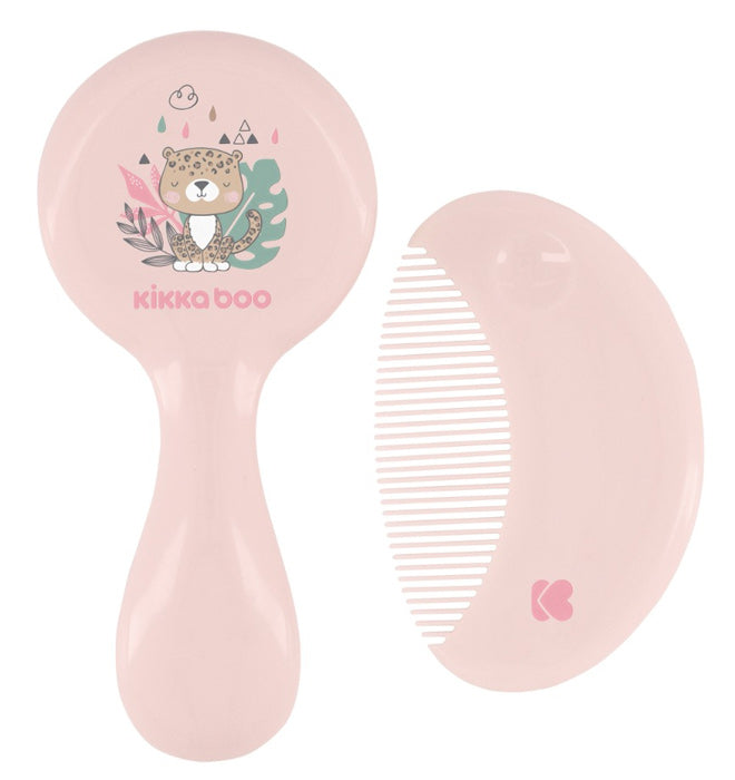 Pente e escova com cerdas naturais Kikka Boo Savanna Rosa