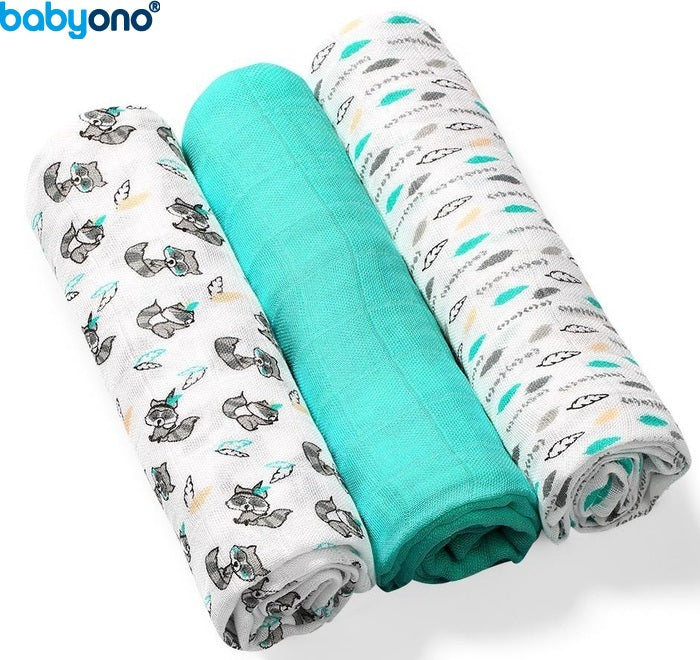 Baby Ono - Fraldas de fibra de bambu orgânico natural turquesa