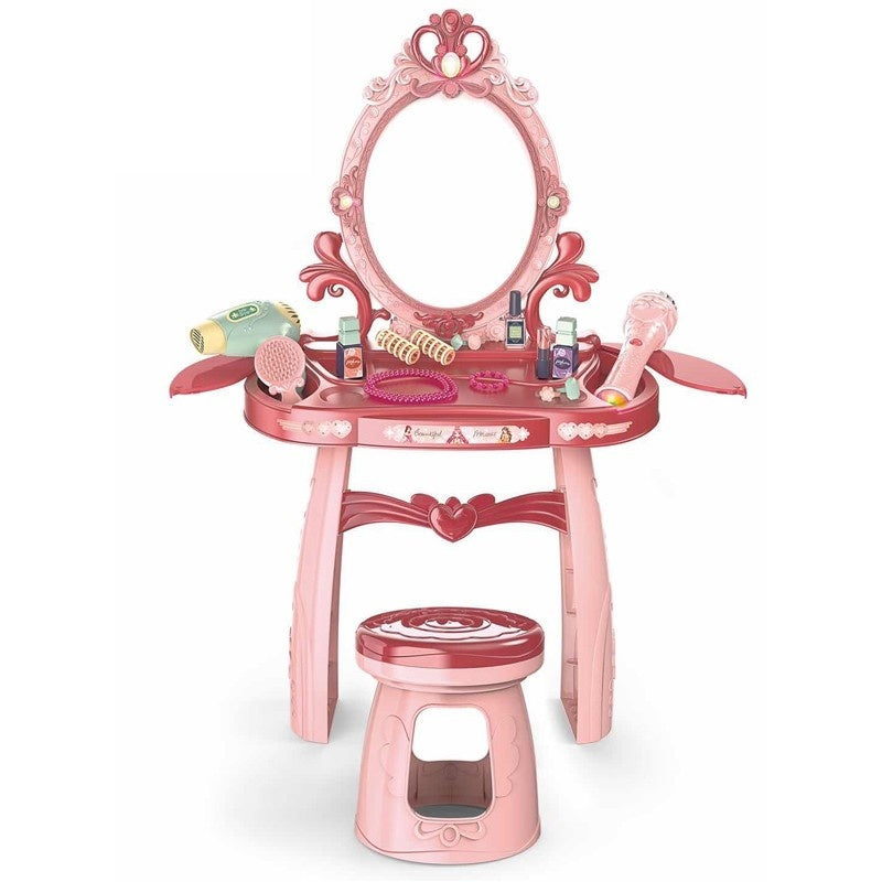 Toucador infantil com espelho 44x24,5x76 cm rosa