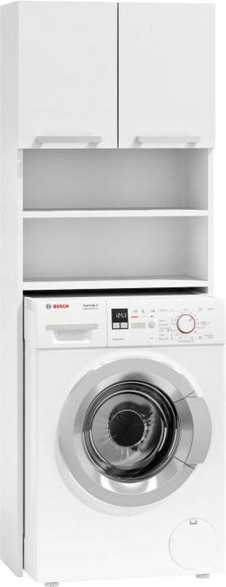 Armário para máquina de lavar 4 prateleiras 2 portas branco