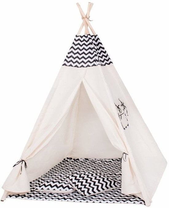 Tenda tipi infantil em algodão padrão zebra