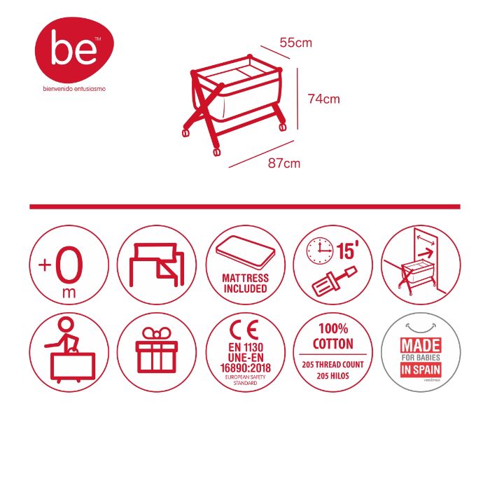 Cambrass - BERÇO DE MADEIRA TECKEL 55x87x74 CM