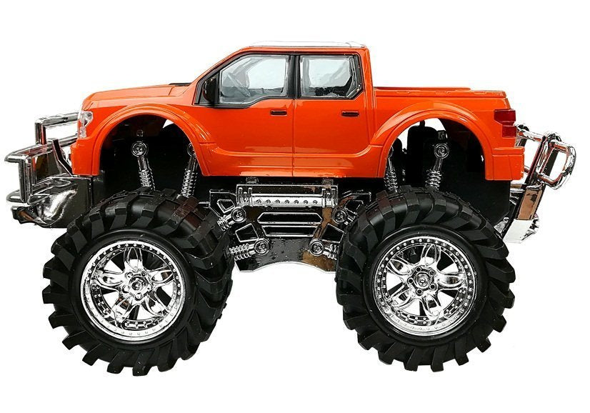 Conjunto veículos camião monstro laranja BMW caravana vermelha 58 cm
