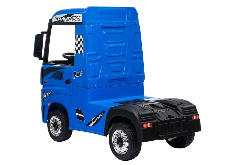 Camião elétrico infantil Mercedes Actros azul pintado MP4