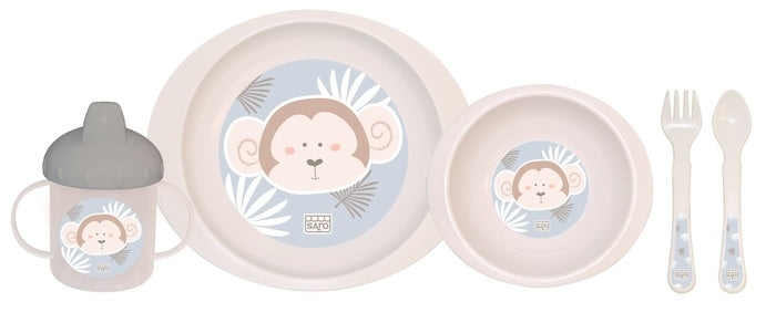 Saro - Louças Pocket, 5 peças Jungle Party Macaco