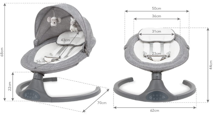 Espreguiçadeira eléctrica 2em1 Kidwell LUXI Dark Melange
