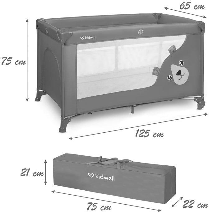 Cama de viagem 2 níveis Kidwell Blissy Duo Gray