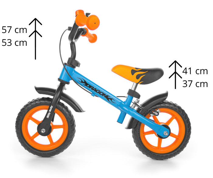 Bicicleta de Equilíbrio com travões Milly Mally Dragon Orange-Blue