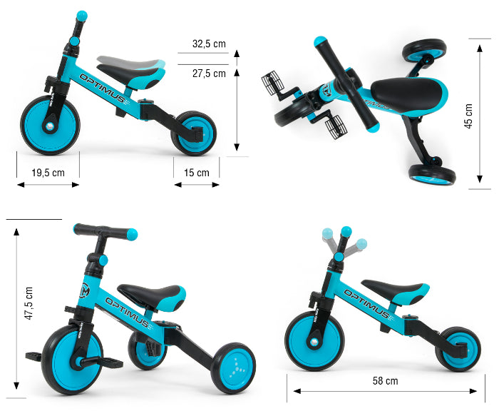 Bicicleta 3 em 1 Milly Mally Optimus Blue
