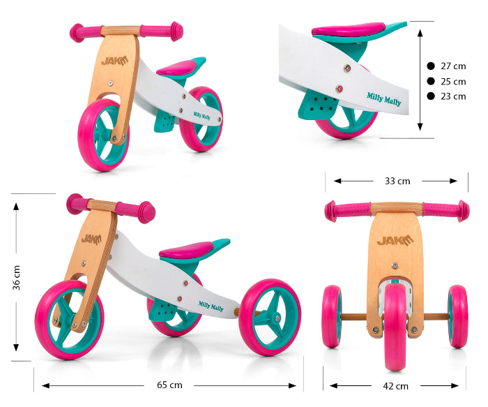 Bicicleta 2 em 1 Milly Mally Jake Classic Candy