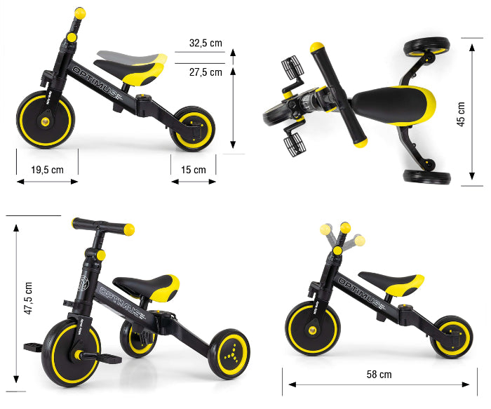 Bicicleta 3 em 1 Milly Mally Optimus Black